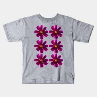 Six Dark Pink Cosmos Flower Pattern Kids T-Shirt